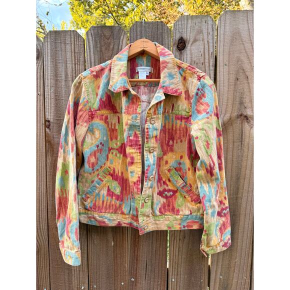 Vintage Ikat Print Cotton Jacket – 90s/00s Coldwater Creek - Picture 9 of 9